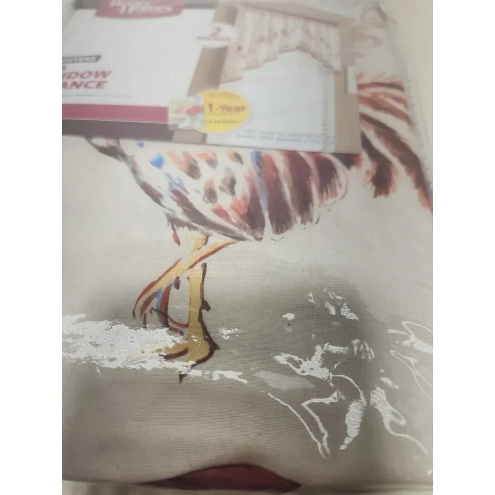 Better Homes & Gardens Roosters Swag Window Valance Set 2 Swags Farmhouse Kitche